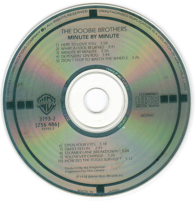 The Doobie Brothers Minute By Minute Warner Bros. 3193-2 (256 